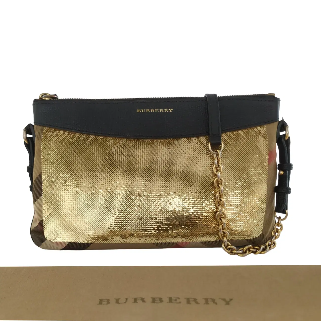 Burberry Peyton House Check Sequin Bridle Crossbody