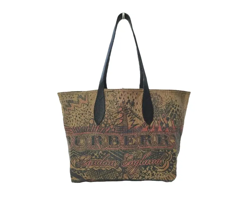 Burberry Brown Classic Canvas Medium Reversible Doodle Shopper Tote