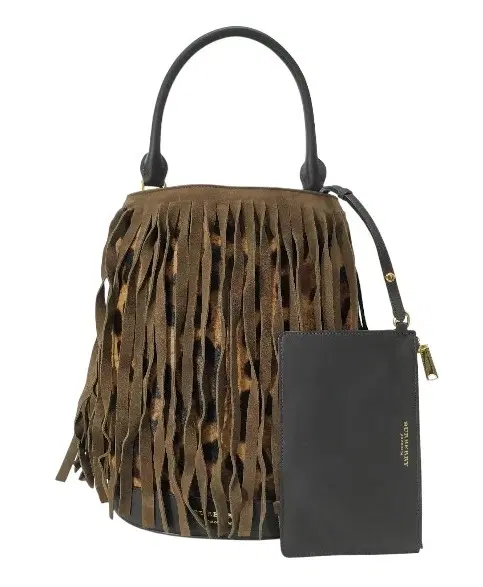 Burberry Prorsum Runway Suede Leather Fringe Leopard Bucket Bag-Hover-Image