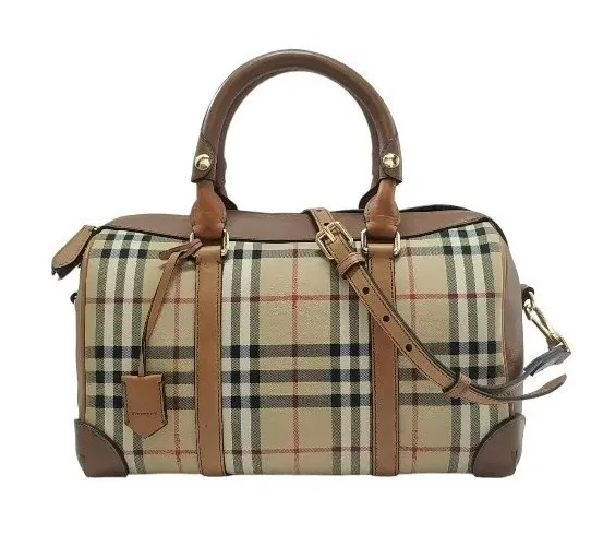 Burberry Medium Alchester Horseferry Check Leather Bowling Bag-Hover-Image