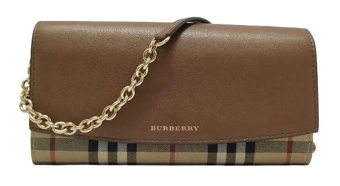 Burberry House Check Henley Leather Chain Wallet-Hover-Image