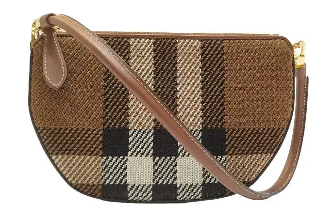 Burberry Women's Brown Olympia Knitted-Check Zipped Pouch-Hover-Image