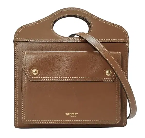 Burberry Mini Pocket Bag In Topstitched Leather-Hover-Image