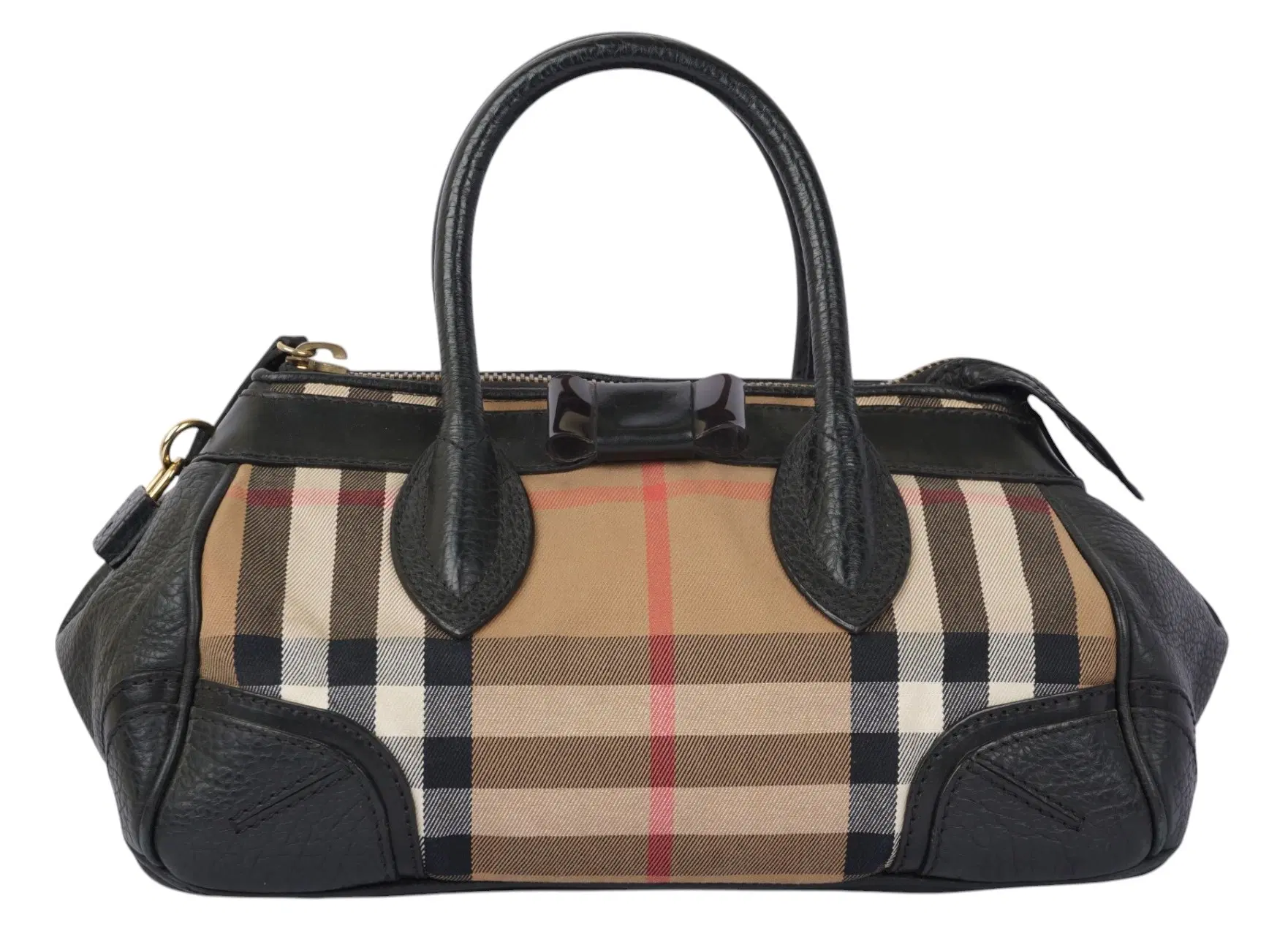 Burberry Black Prorsum House Check Bow Detail Medium Tote