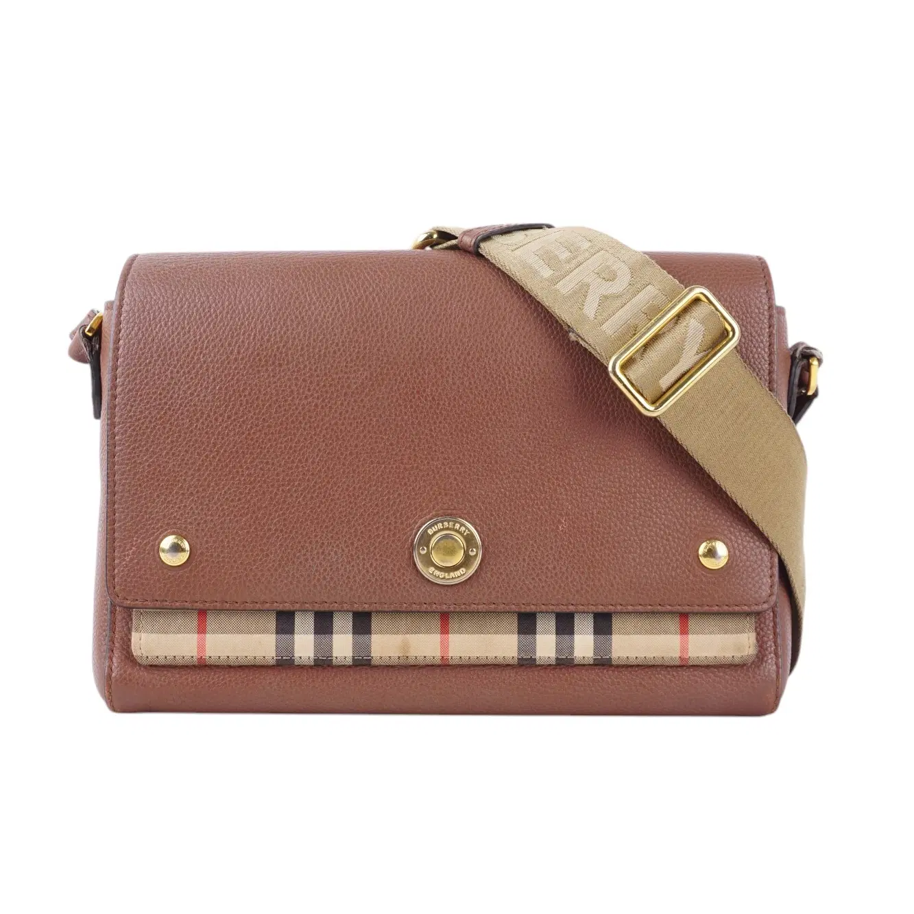 Burberry Brown Note Check Crossbody Bag