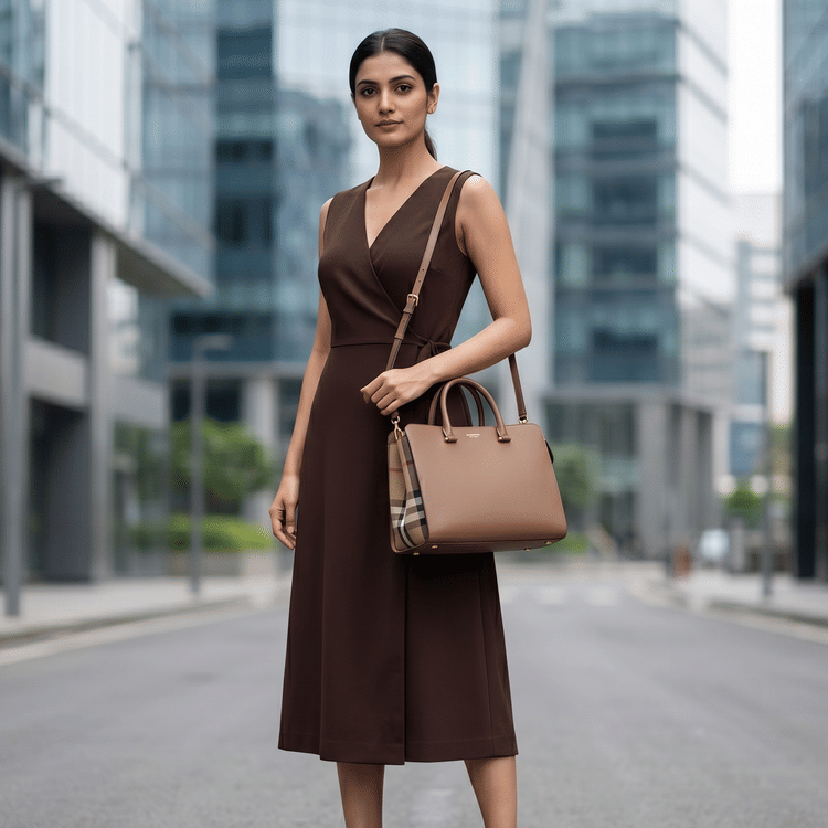 Burberry Calfskin Mega Check Banwell Tote-Hover-Image