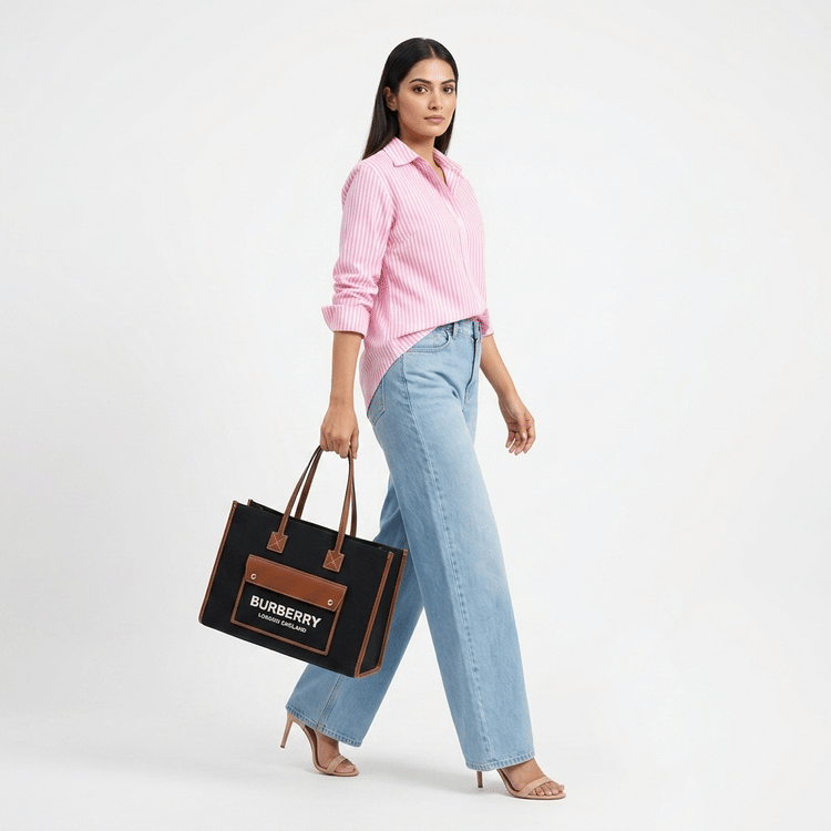Burberry Medium Two-Tone Freya Tote-Hover-Image