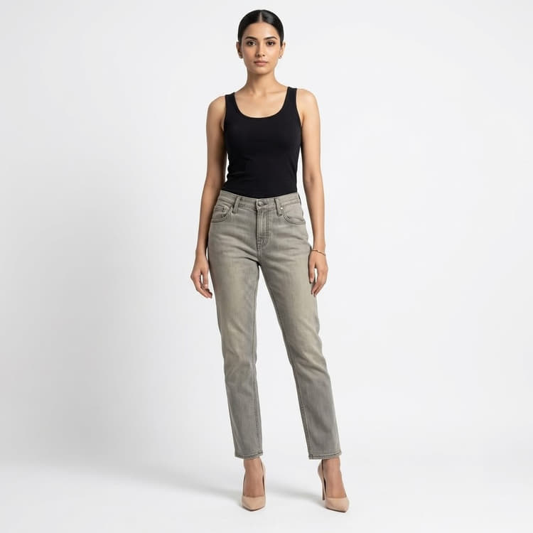 Size 30 - Burberry Light Grey Women's Denim-Hover-Image