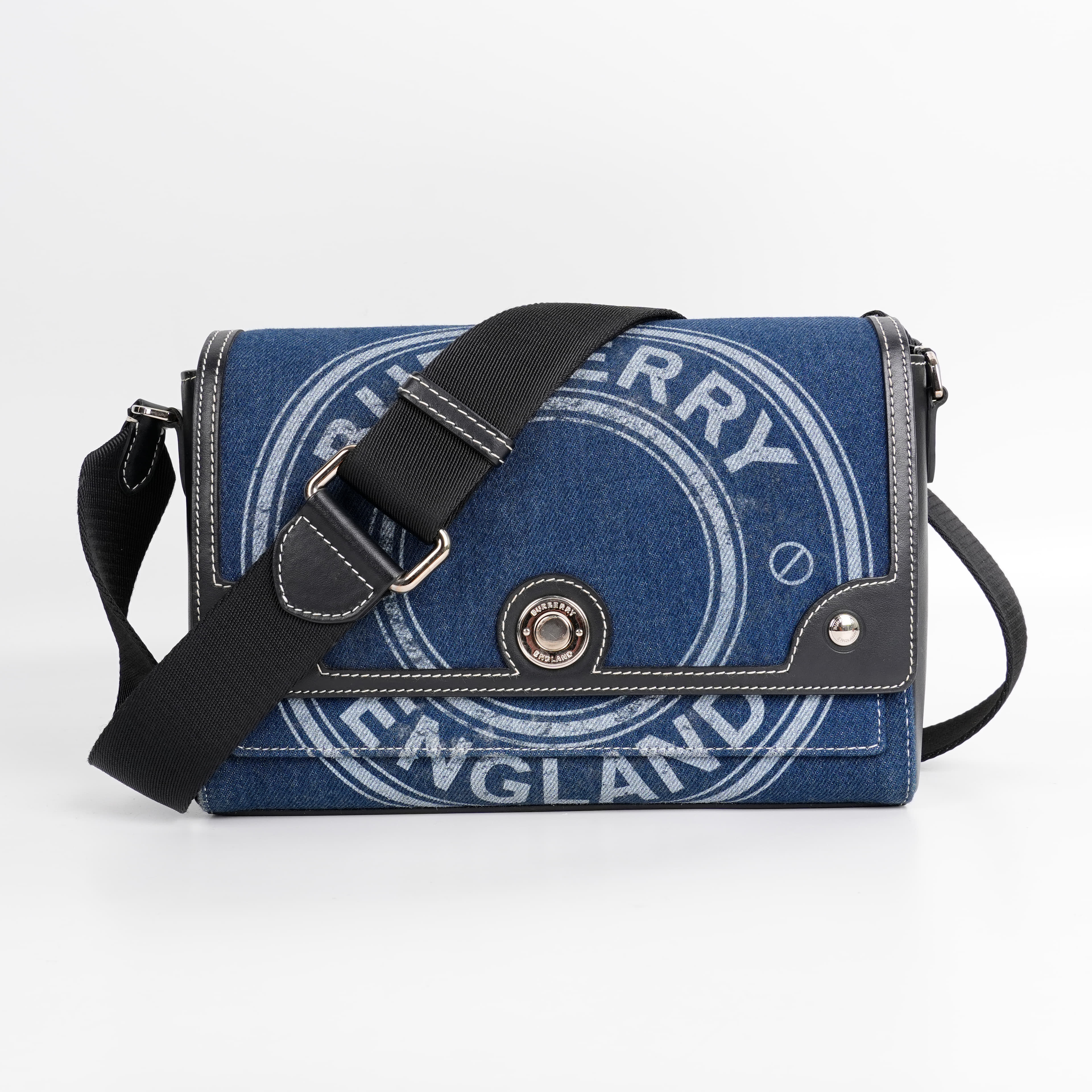 Burberry Denim Medium Print Note Crossbody Bag