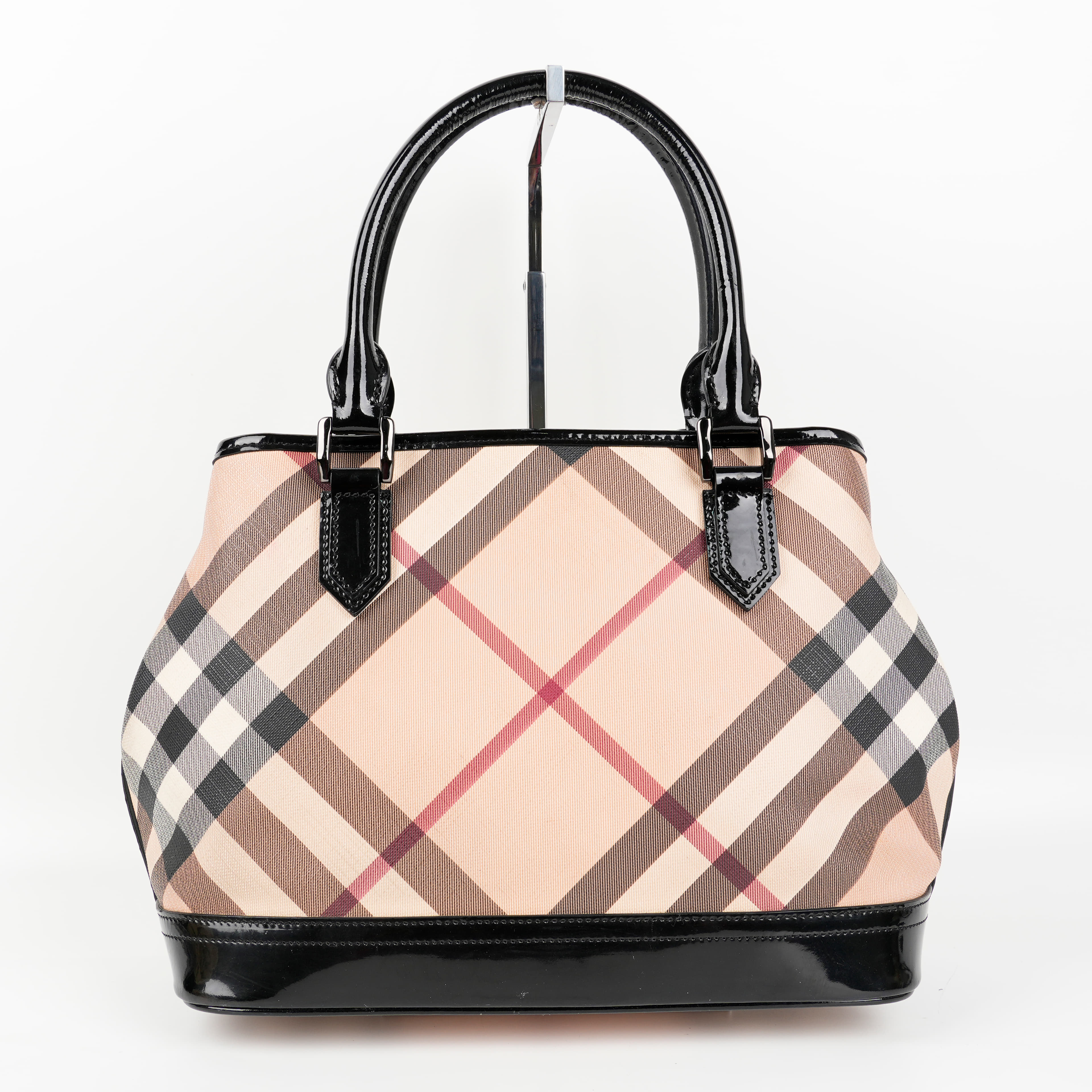 Burberry Black/Beige Nova Check PVC And Patent Leather Eden Tote