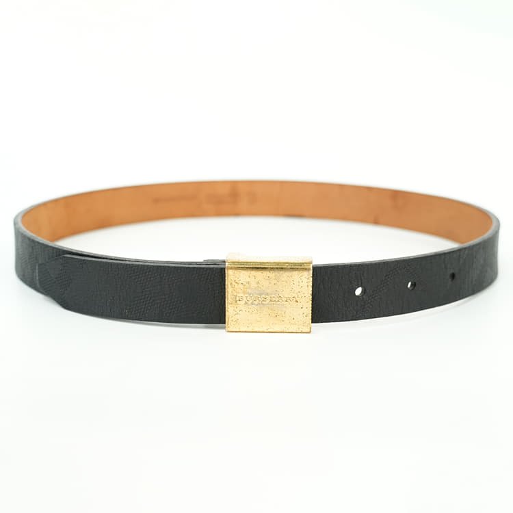 Burberry Square Plaque Buckle Engraved Leather Belt-Hover-Image