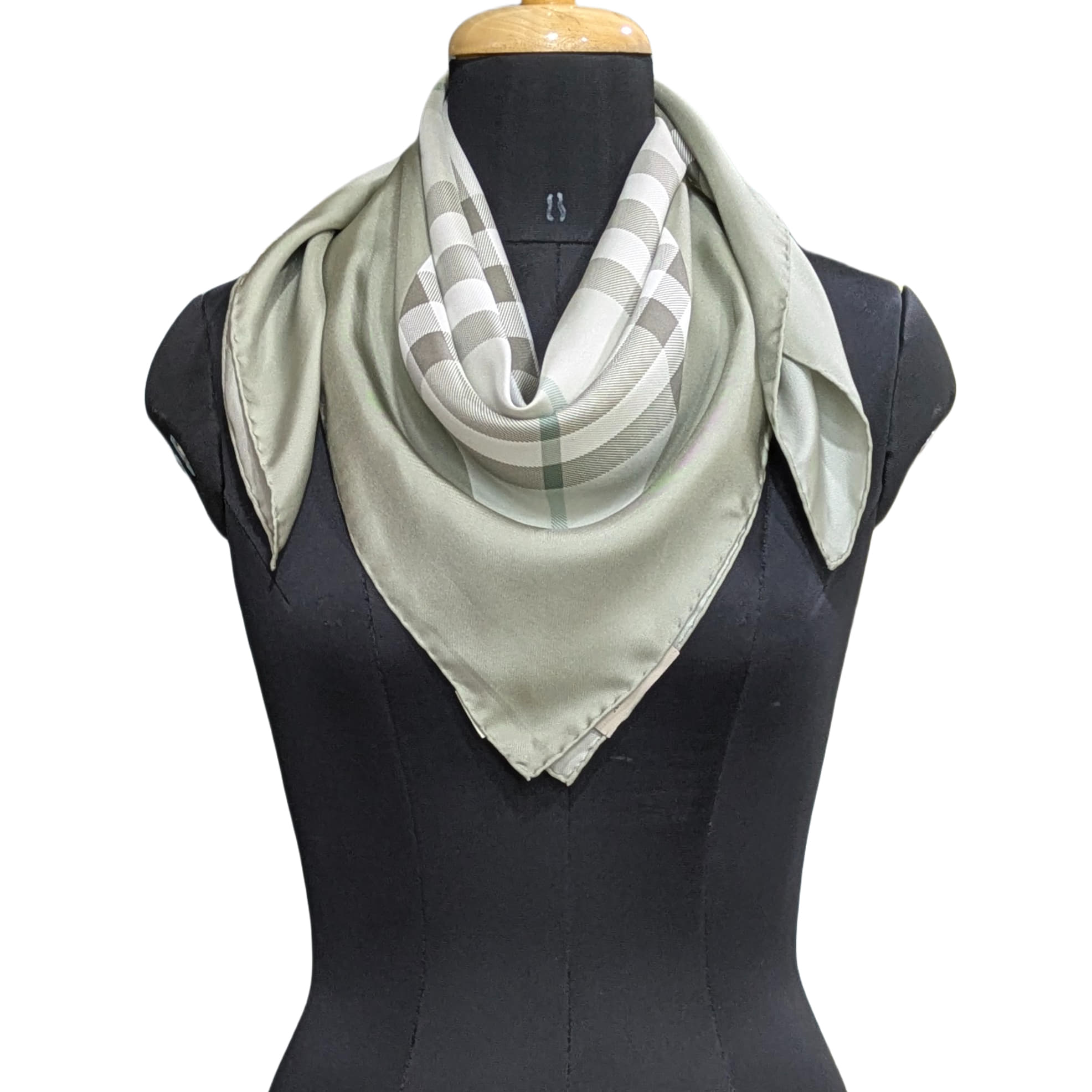 Burberry Square Silk Grey Scarf