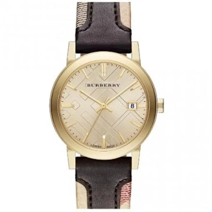 Burberry The City Gold-Tone Leather Mens Watch BU9032