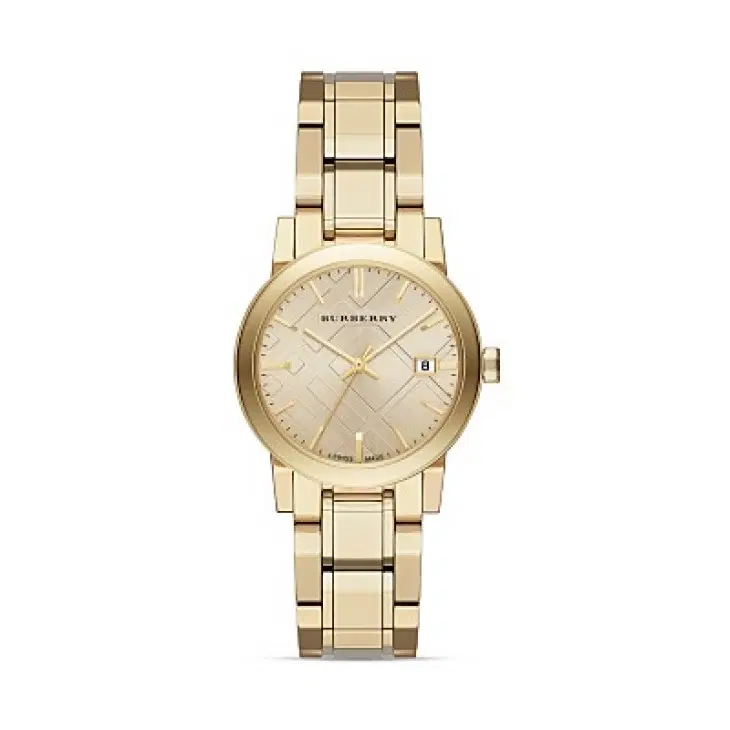 Burberry Gold-Tone Check Dial Watch, 34mm
