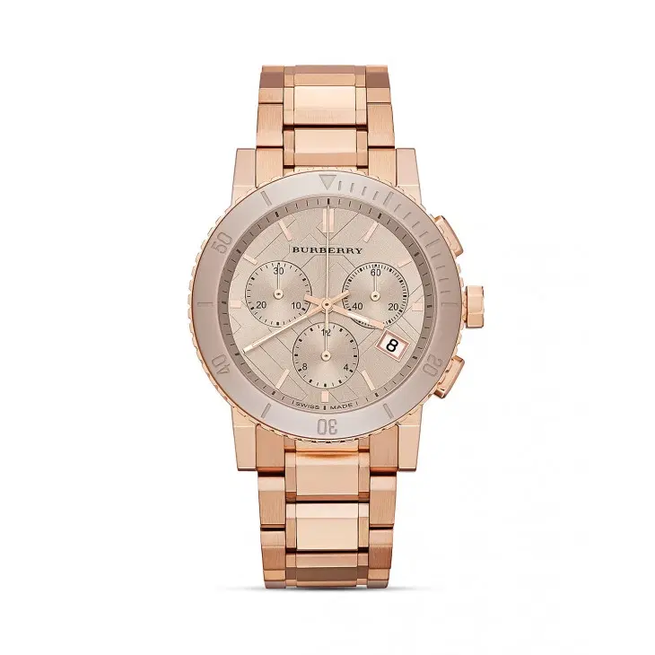 Burberry Rose Gold Tone Chronograph Watch, 38mm-Hover-Image