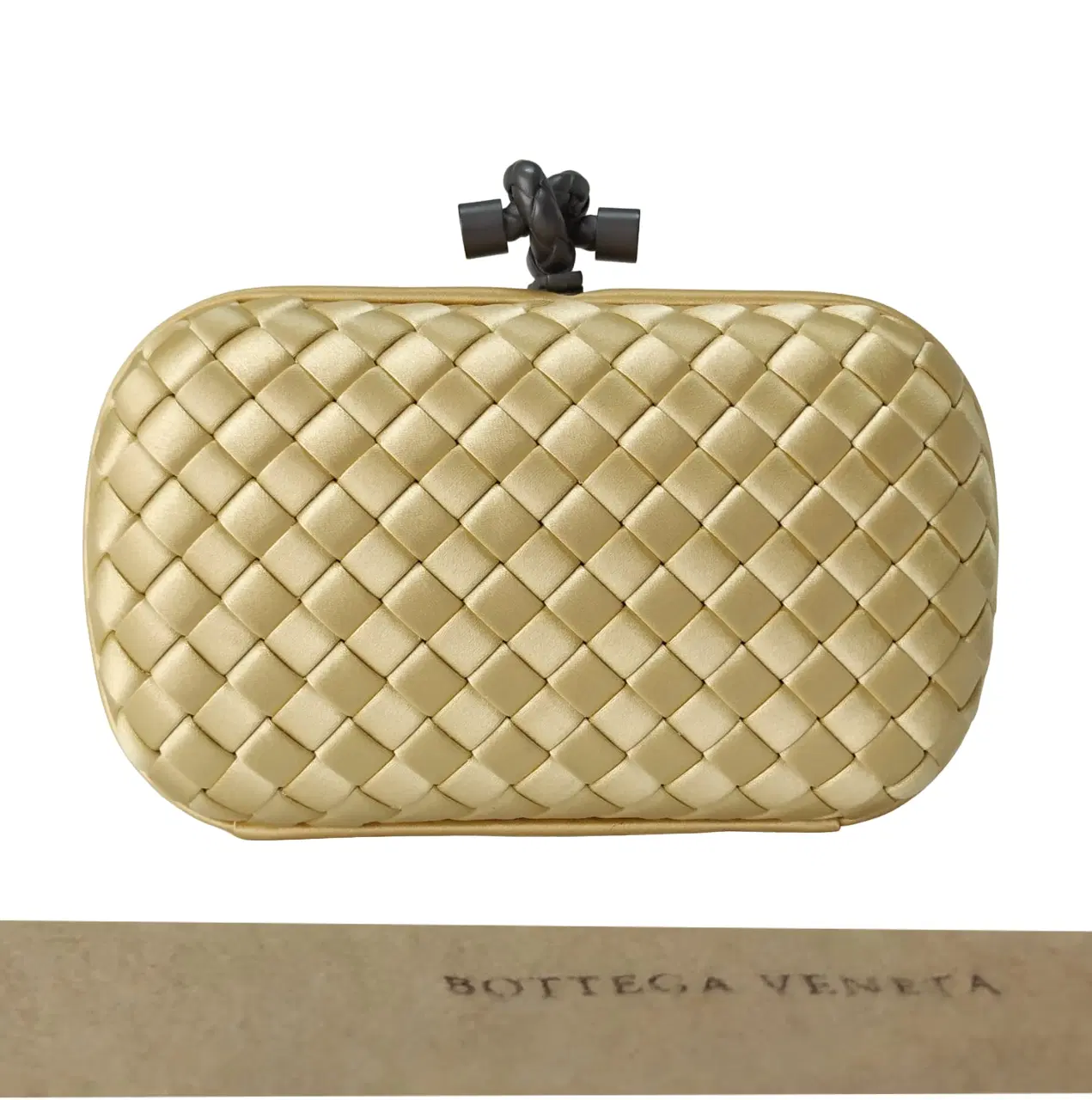 Bottega Veneta Intreccio Satin Golden Knot Clutch