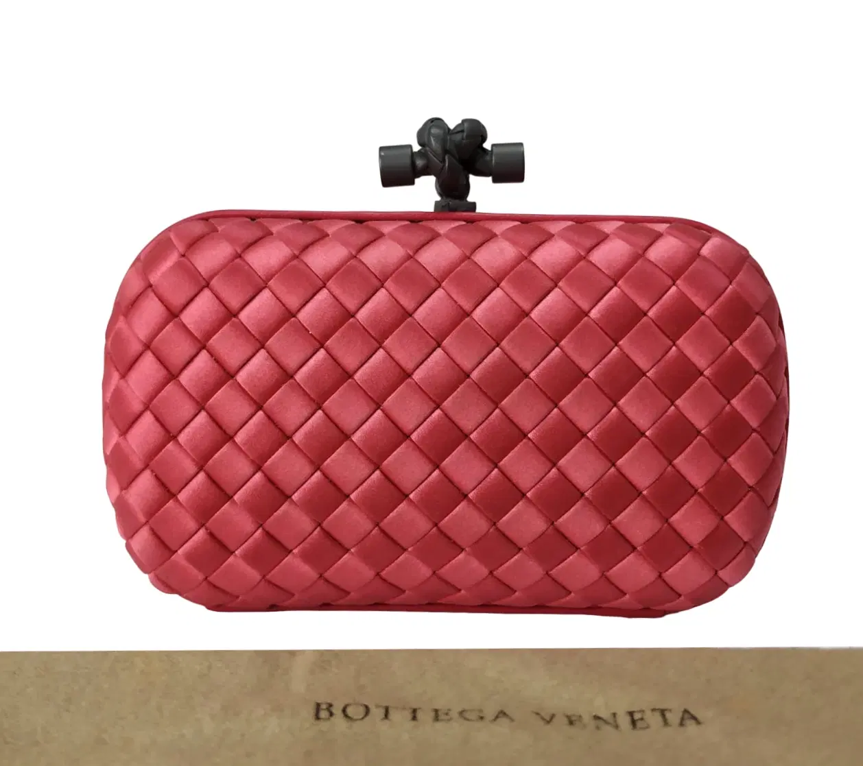 Bottega Veneta Intreccio Satin Pink Knot Clutch