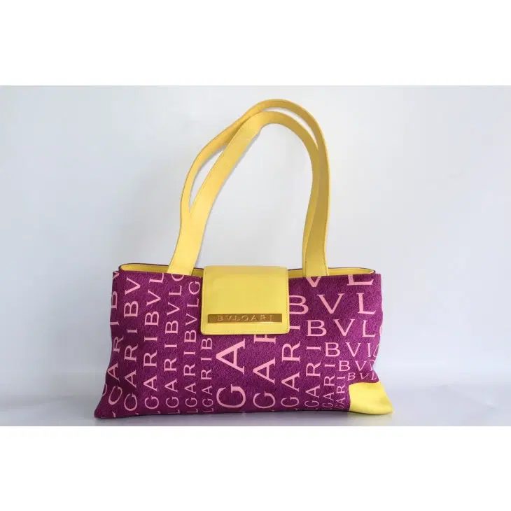 BVLGARI Yellow Leather And Pink Lettering Baguette-Hover-Image