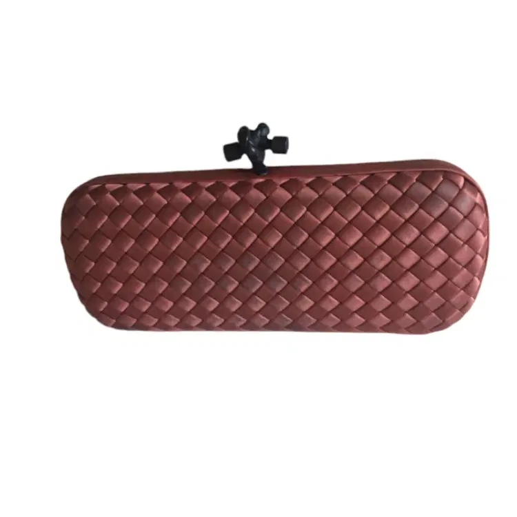Bottega Veneta Maroon Knot Evening Clutch Bag-Hover-Image