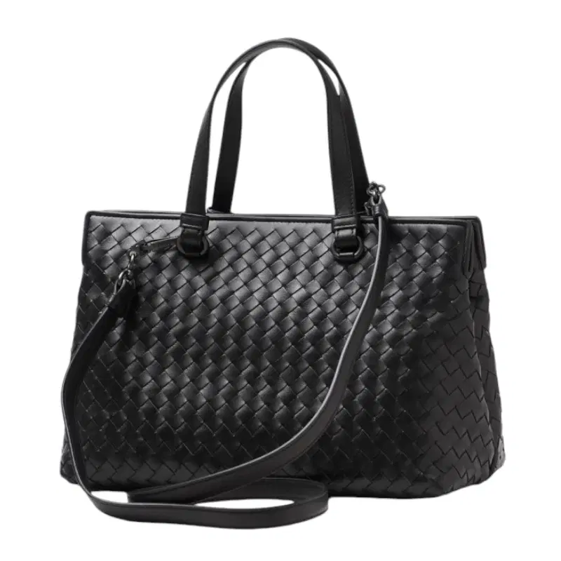 Bottega Veneta Nero Intrecciato Nappa Large Top Handle Bag