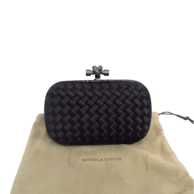 Bottega Veneta Knot Satin and Snakeskin Clutch