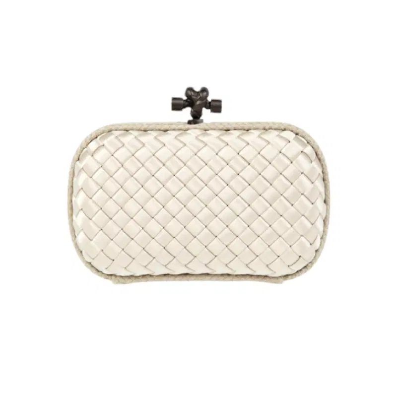 Bottega Veneta Intrecciato Knot Satin Clutch