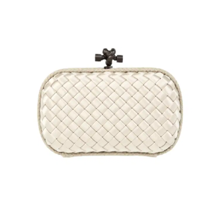 Bottega Veneta Intrecciato Knot Satin Clutch-Hover-Image