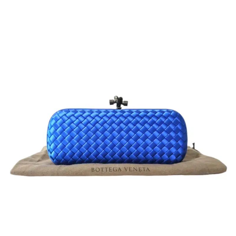 Bottega Veneta Cobalt Blue Intrecciato Impero Stretch Knot Clutch