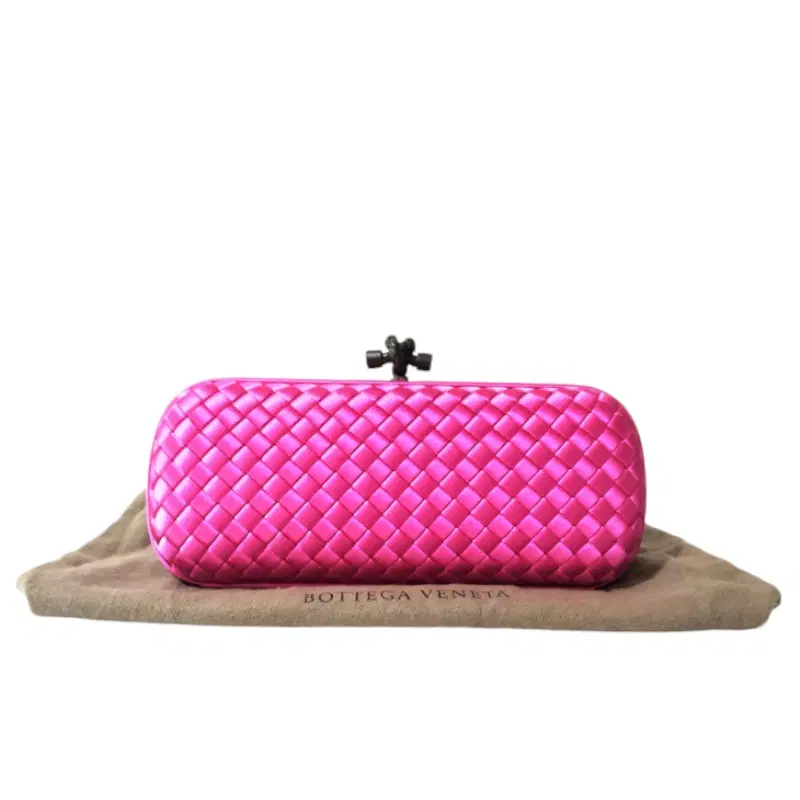 Bottega Veneta Pink Intrecciato Impero Stretch Knot Clutch