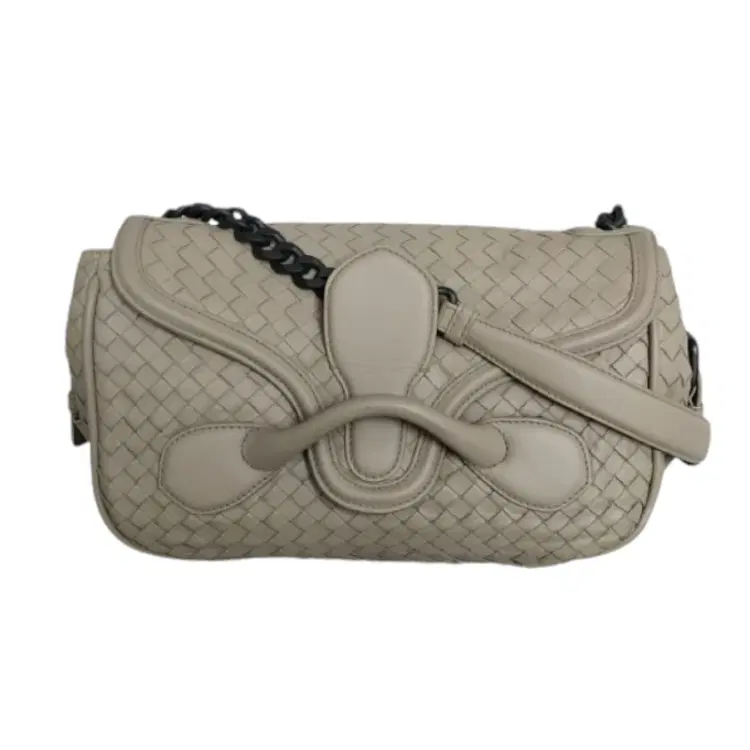 Bottega Veneta Mink Nappa Intrecciato Rialto Shoulder Bag-Hover-Image