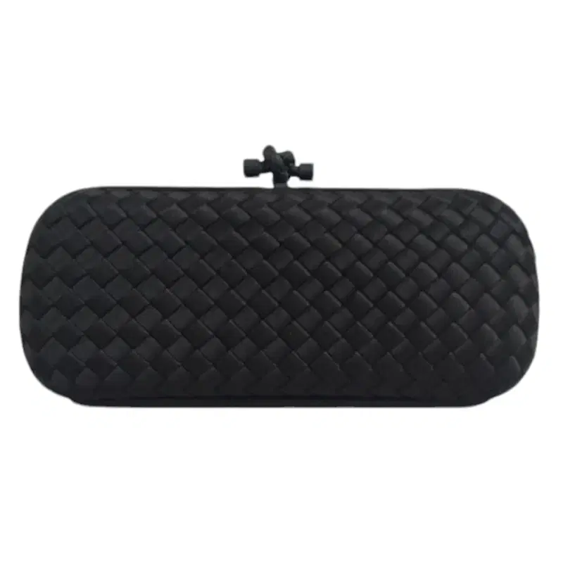 Bottega Veneta Black Intrecciato Silk Stretch Knot Clutch