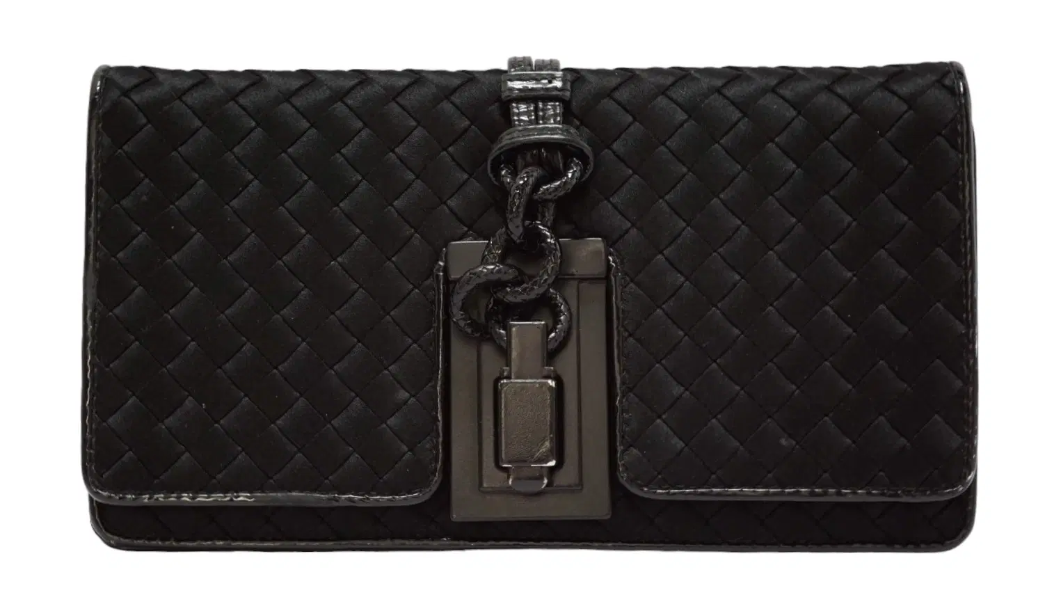 Bottega Veneta Intrecciato Weave Satin Clutch Vintage