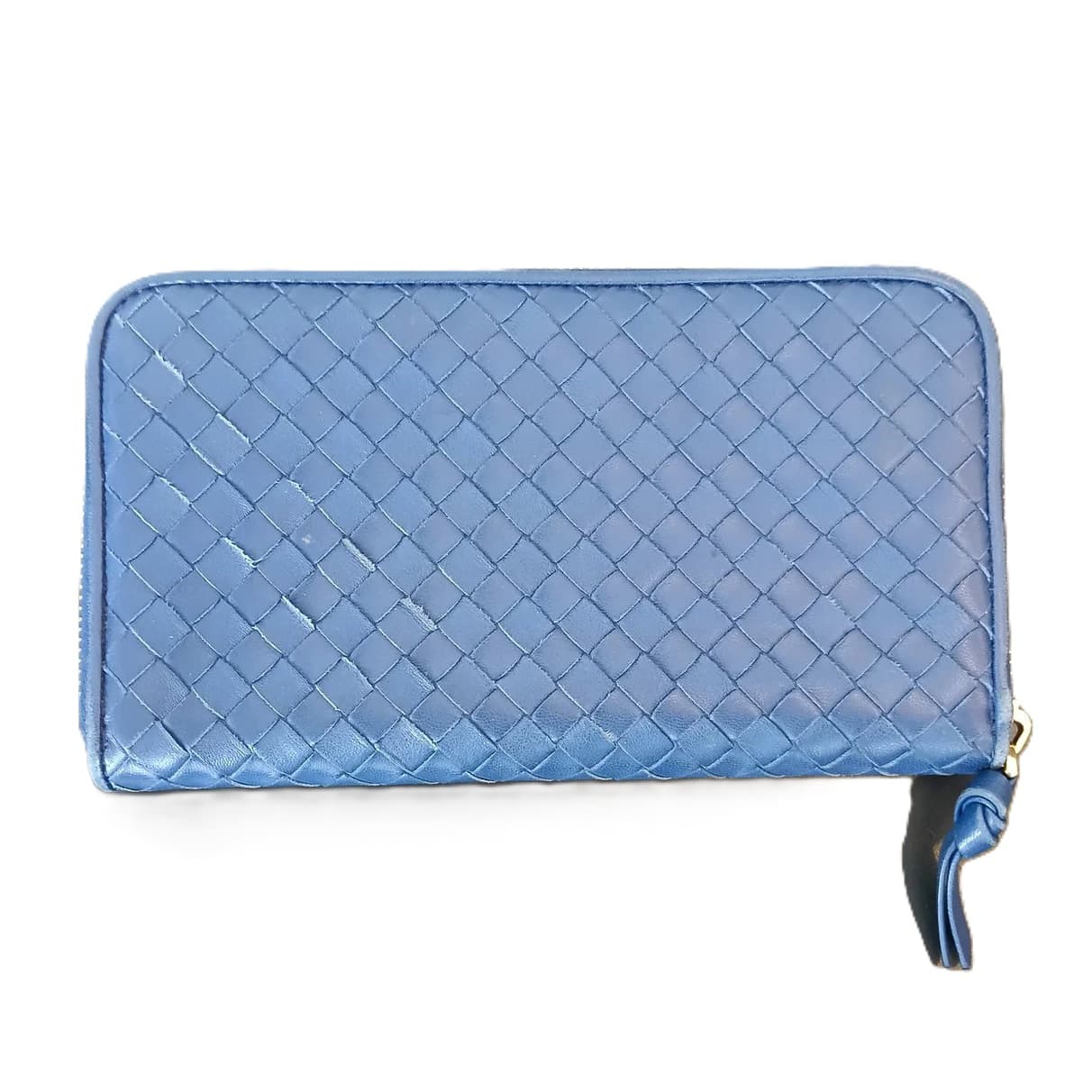 Bottega Veneta Blue Intrecciato Zip Around Wallet
