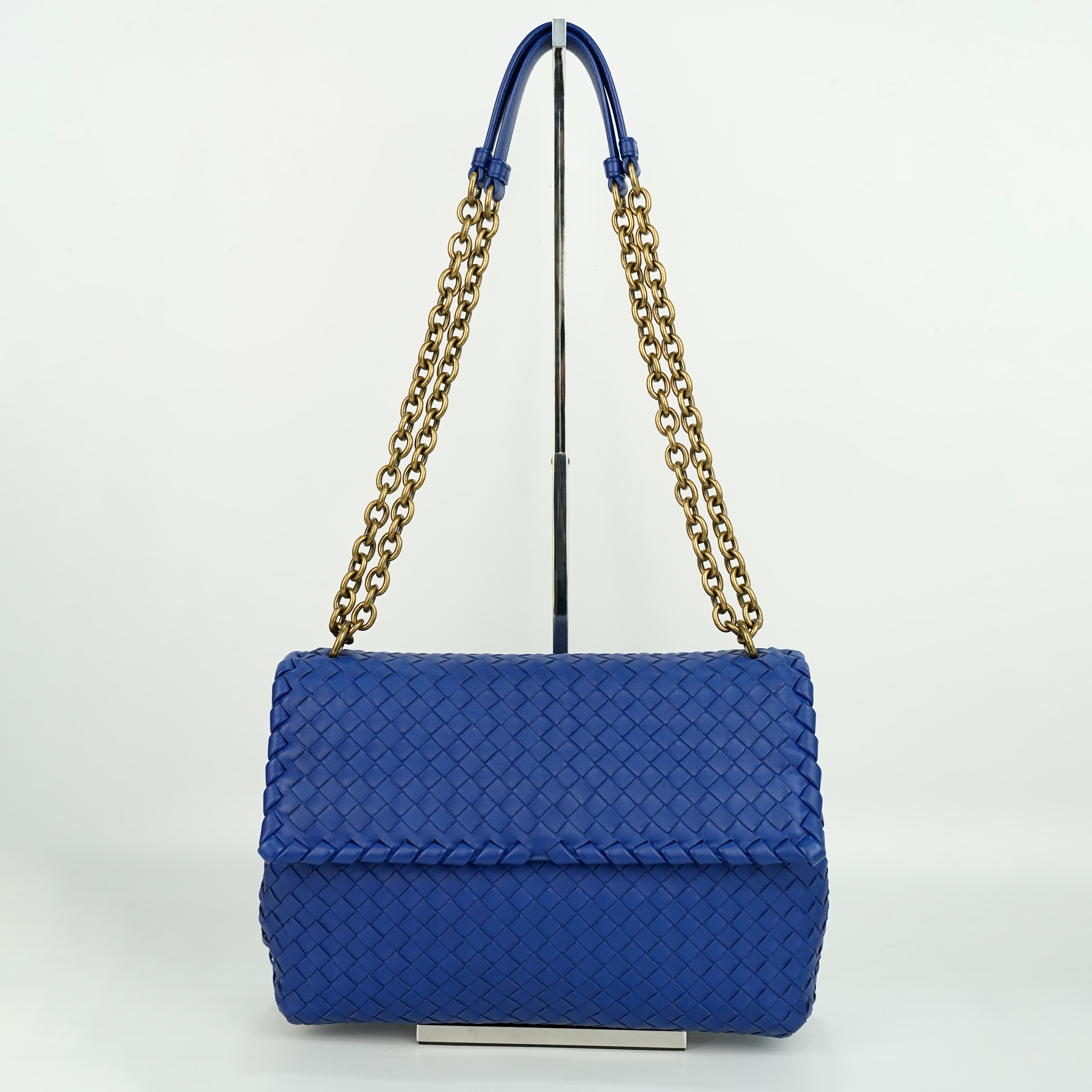 Bottega Veneta Blue Intrecciato Leather Olimpia Shoulder Bag