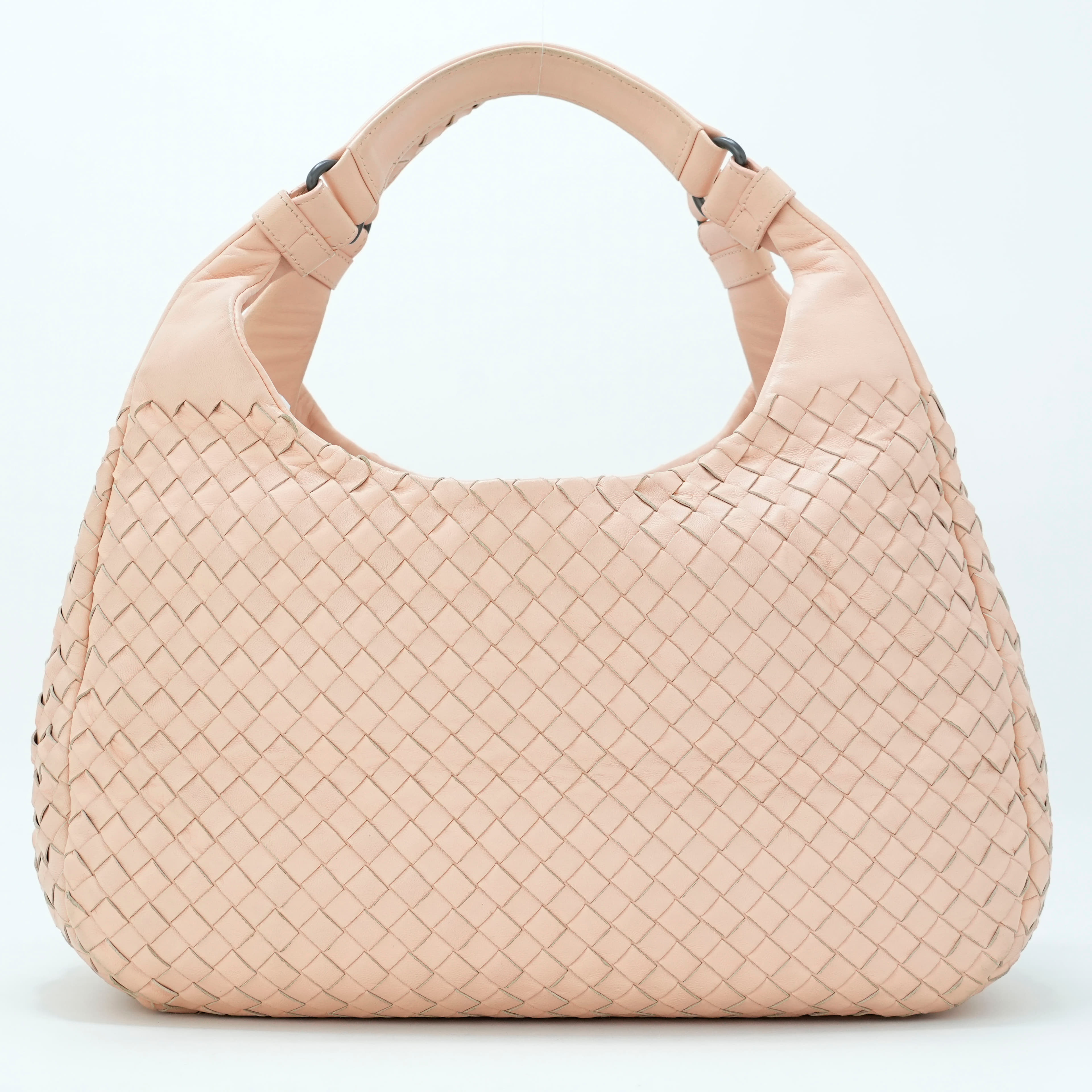 Bottega Veneta Flamingo Intrecciato Woven Nappa Leather Campana Bag
