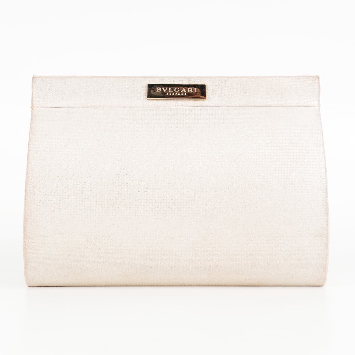 Bvlgari Parfums Silver Satin Clutch Bag