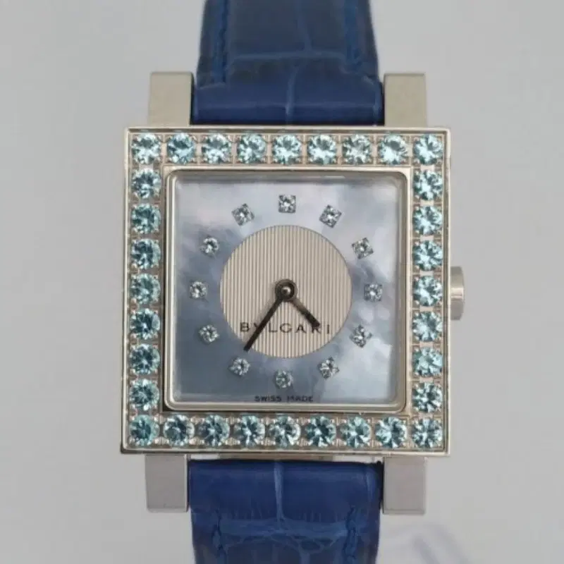 Bvlgari Blue Topaz & Diamond SQ 27 SLD 27MM