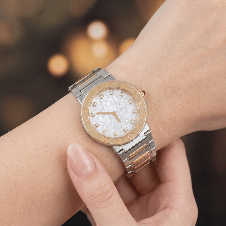 Bvlgari Bvlgari 33 MM Steel and Yellow Gold White MOP Dial Quartz Watch-Hover-Image