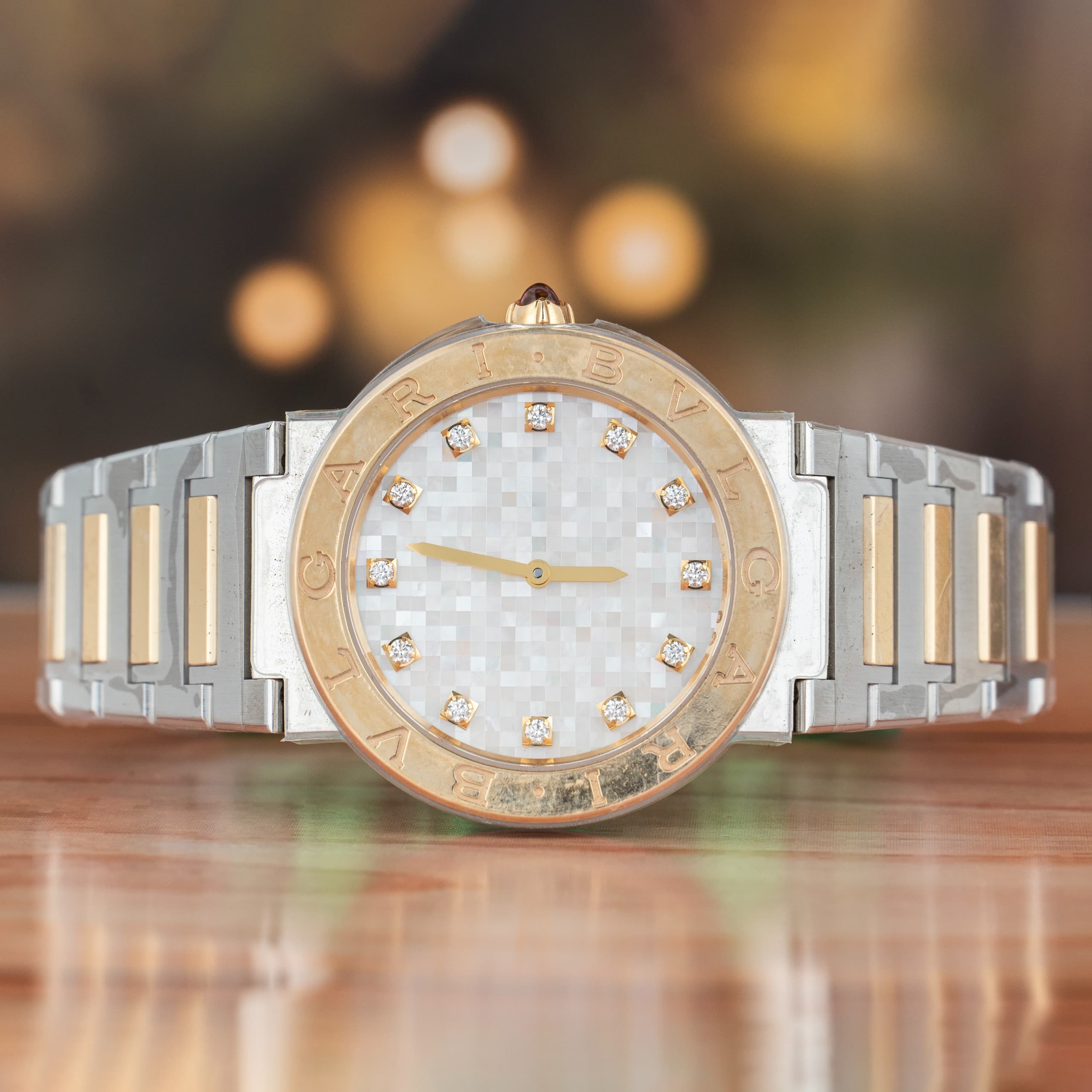 Bvlgari Bvlgari 33 MM Steel and Yellow Gold White MOP Dial Quartz Watch