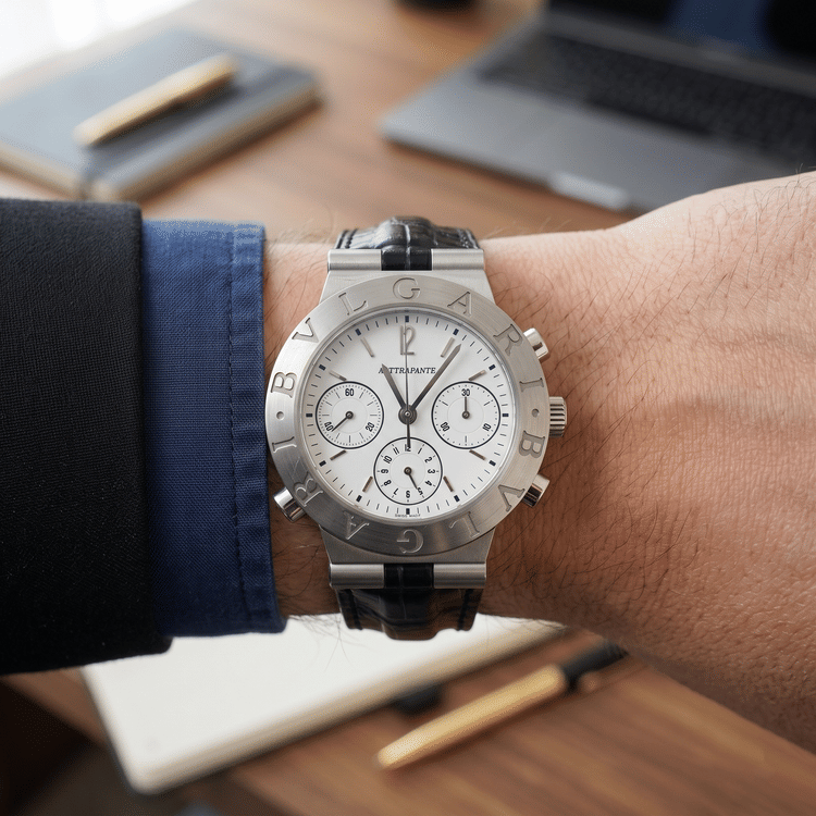 Bvlgari Rattrapante 40 MM 18K White Gold Automatic Watch-Hover-Image
