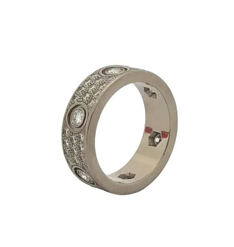 Cartier Love 18K White Gold Diamond Paved Ring-Hover-Image