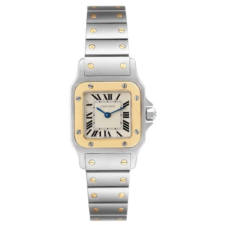 Cartier Santos Galbee Steel Yellow Gold Ladies Watch-Hover-Image