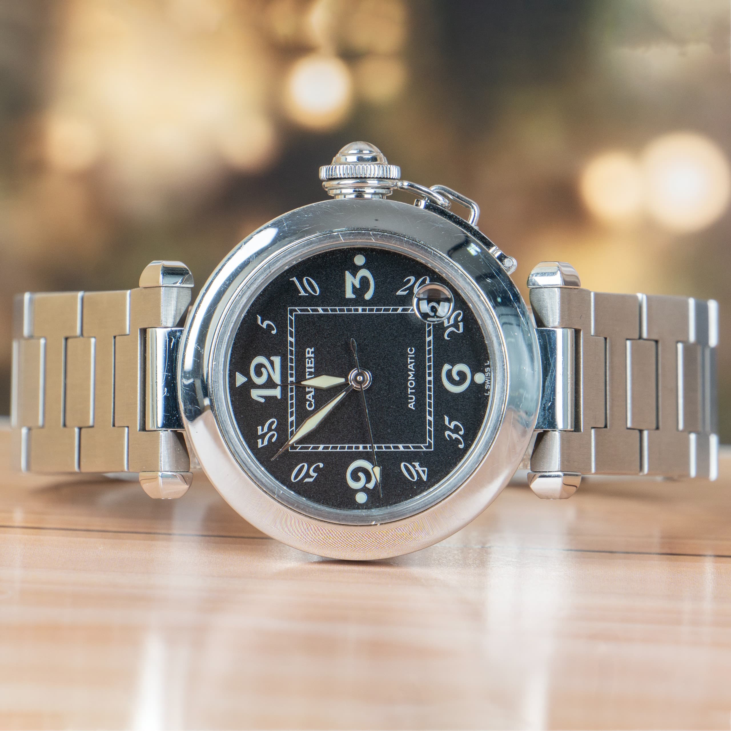Cartier Pasha C 35MM Stainless Steel Black Dial
