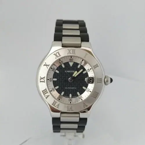 Cartier Must 21 Automatic Black Dial Watch 2427-Hover-Image