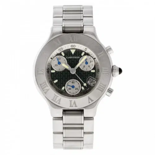 Cartier 21 Steel Black dial 38mm Chronograph watch-Hover-Image
