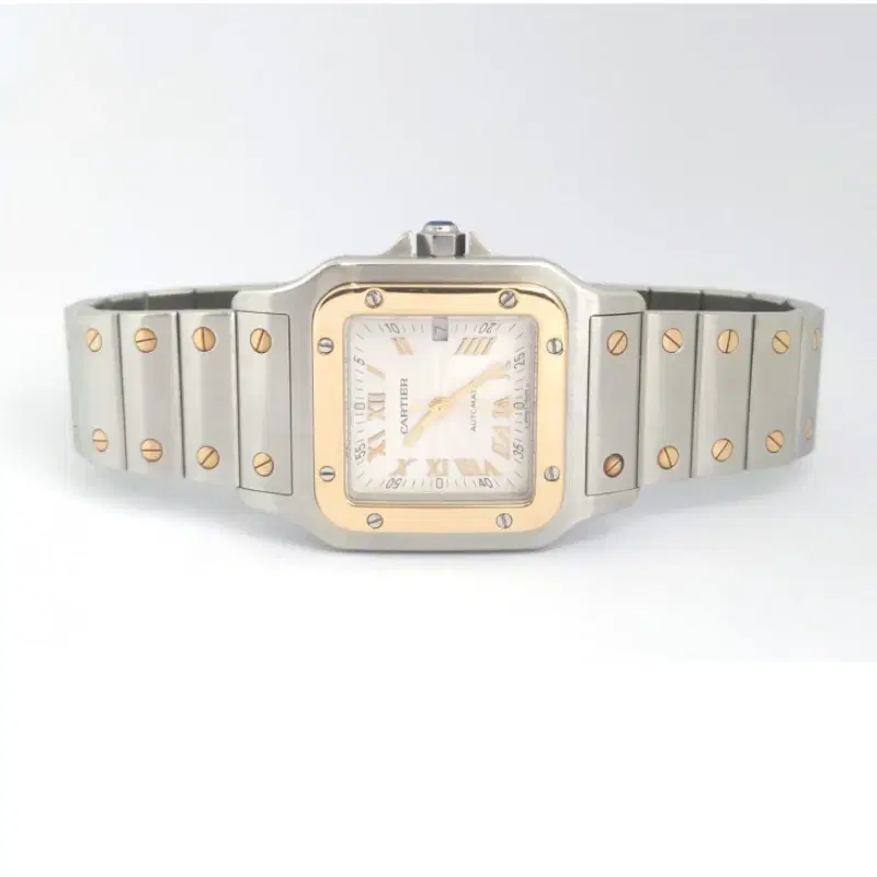 Cartier Santos Galbee Steel Yellow Gold Guilloche Dial Automatic