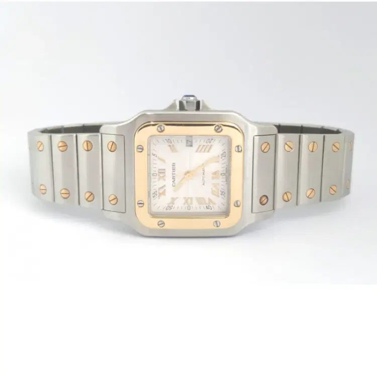 Cartier Santos Galbee Steel Yellow Gold Guilloche Dial Automatic-Hover-Image