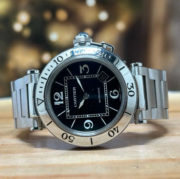 Cartier Pasha Seatimer Automatic Black Dial Steel Watch-Hover-Image