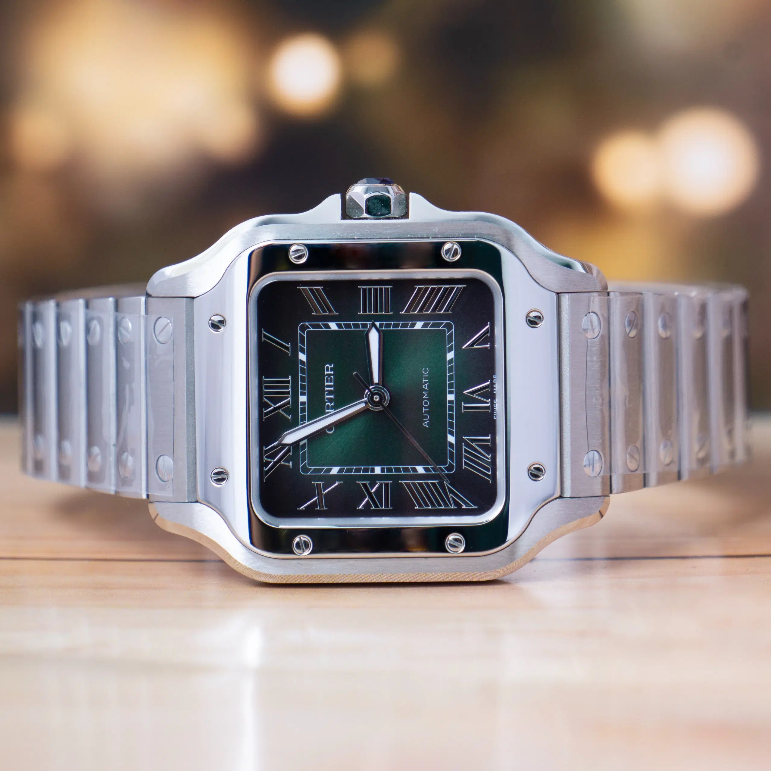 Cartier Santos De Cartier Green Dial Steel Automatic
