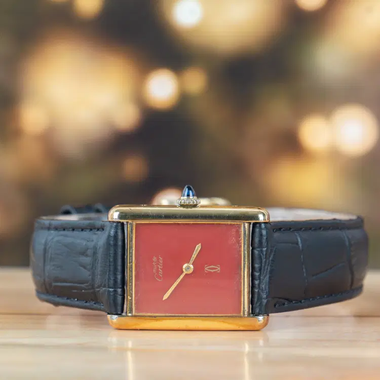 Cartier De Tank Vermeil Small Bordeaux Dial-Hover-Image